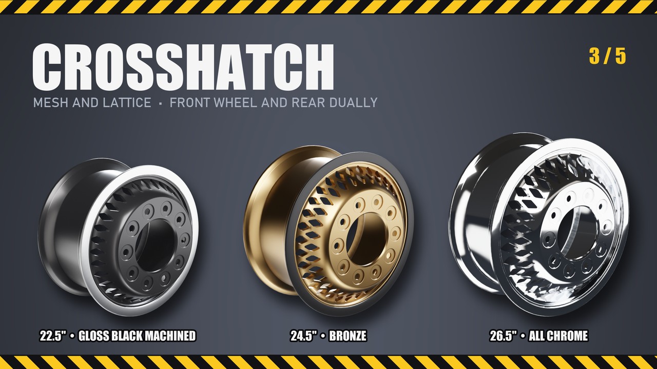 Crosshatch: 22.5", 24.5", 26.5"
