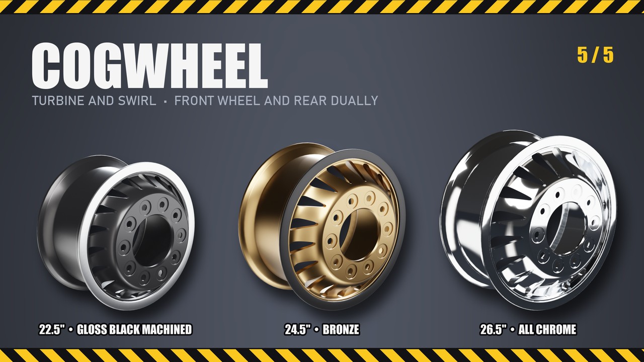 Cogwheel: 22.5", 24.5", 26.5"